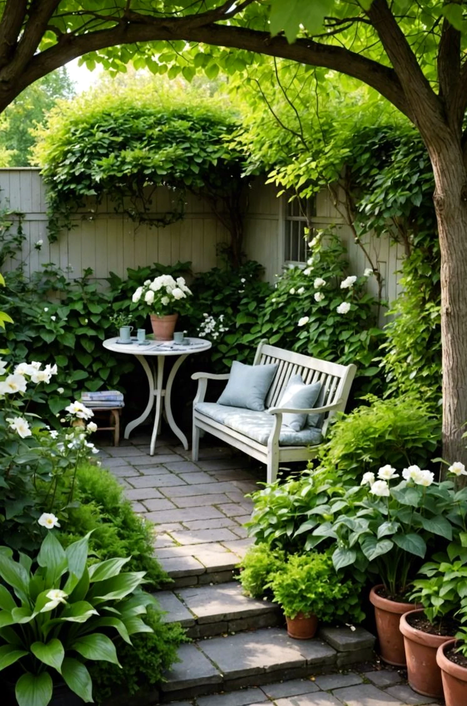 Earthy vase display gives the corner more ease, so the whole view feels ready for quiet use.