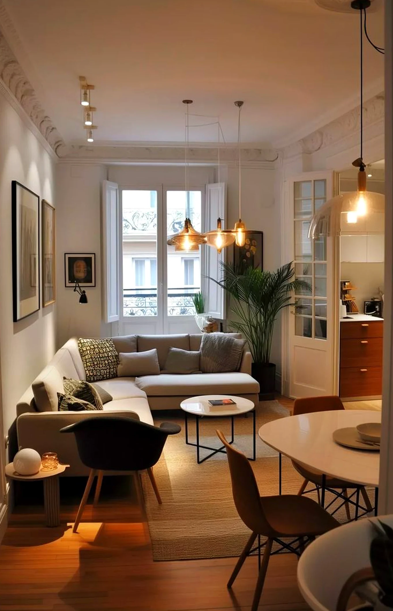 Refined fireplace area gives the setting more movement, so the whole view feels clear and inviting.