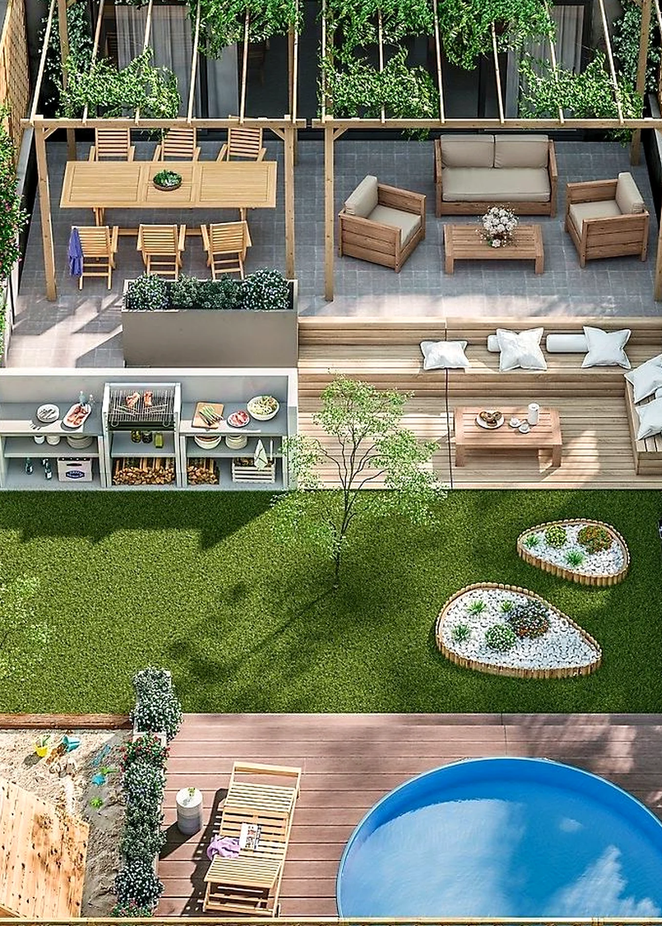 Sunny patio corner supports the corner through freshness, leaving the space feeling comfortable in daily use.
