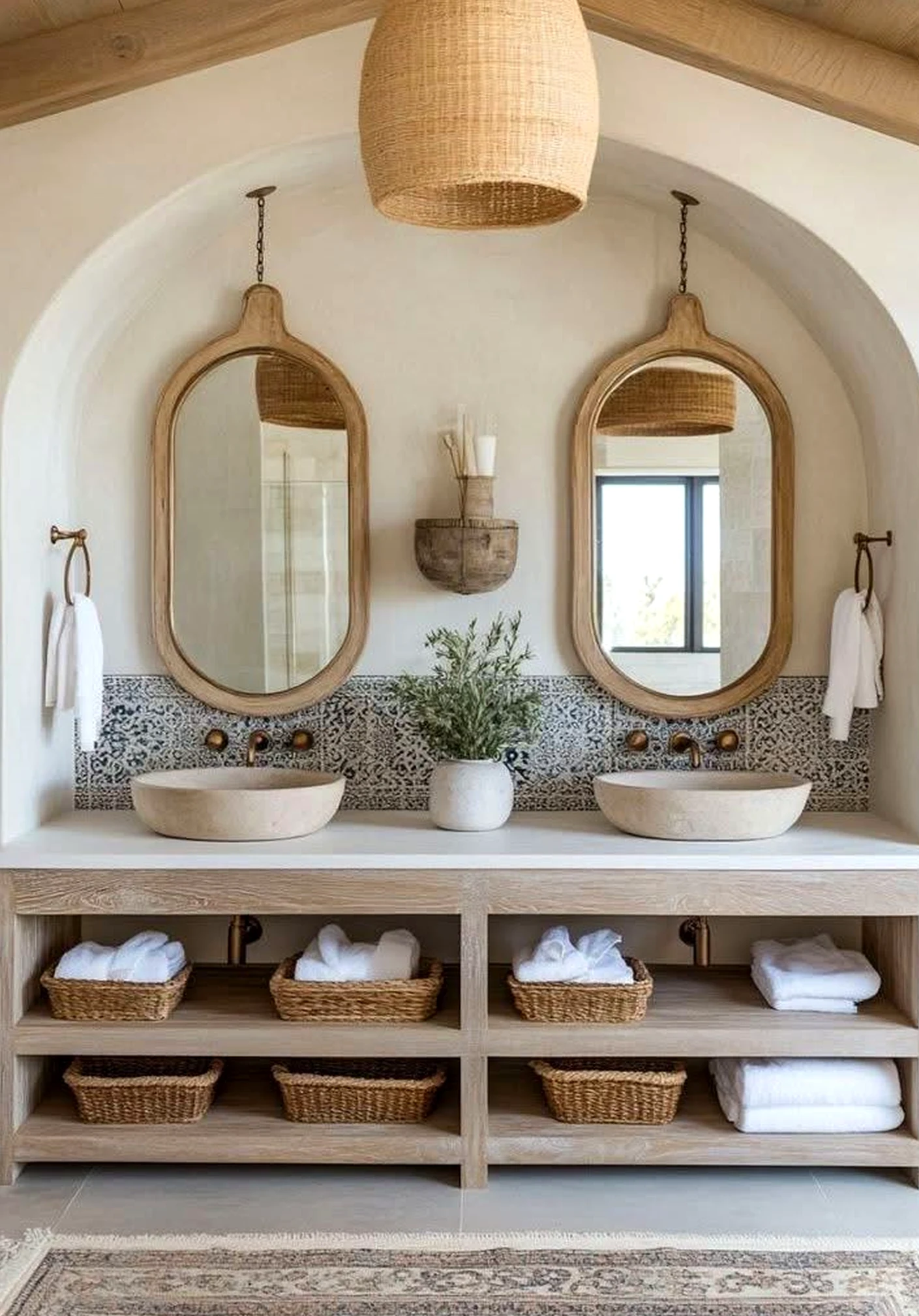 Sculptural tile detail adds contrast across the design, giving the decor a finish that feels fresh and intentional.