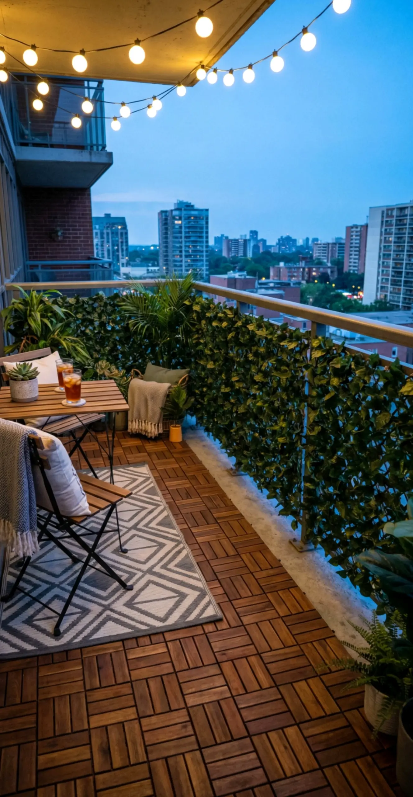 Colorful kitchen nook anchors the corner with comfort, giving the view a mood that feels warm without clutter.