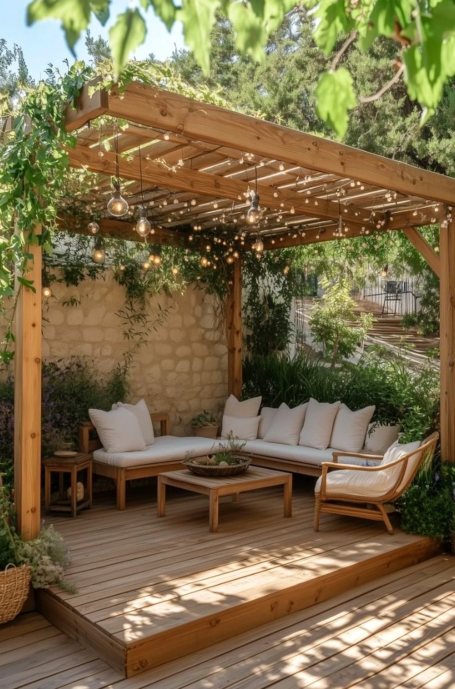 Layered shower wall introduces light into the sitting area, keeping the atmosphere personal and relaxed.