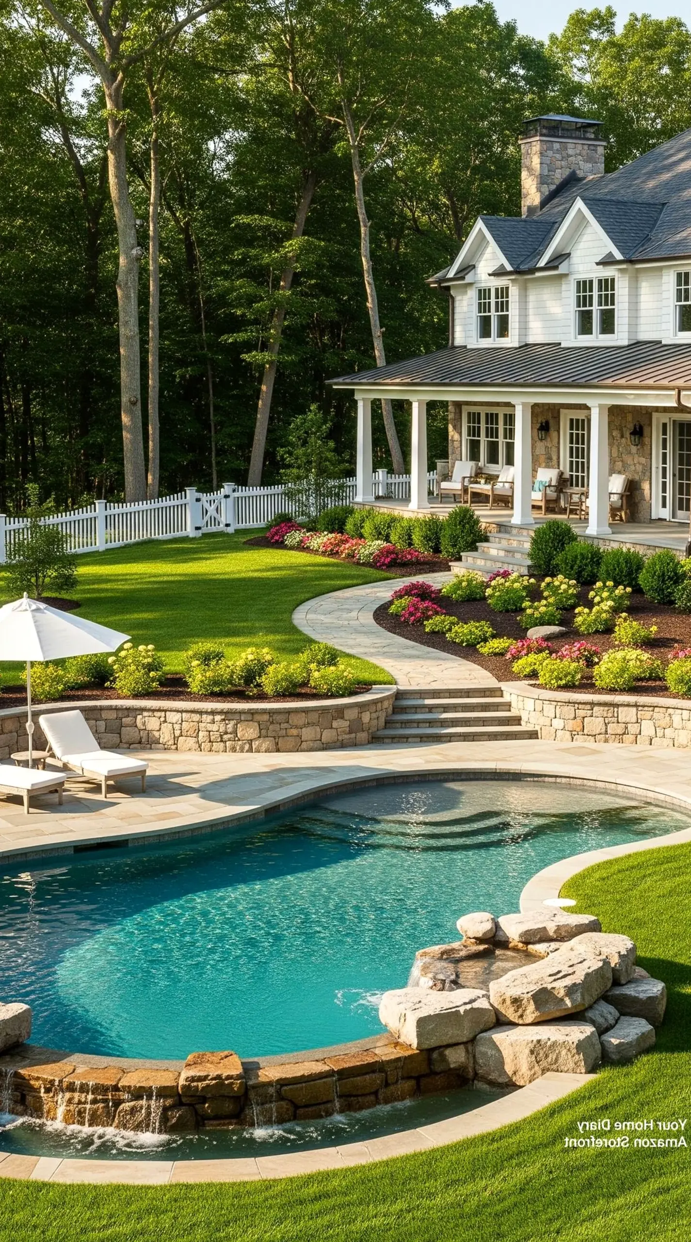 Textured soft sofa anchors the outdoor space with charm, giving the view a mood that feels settled and welcoming.