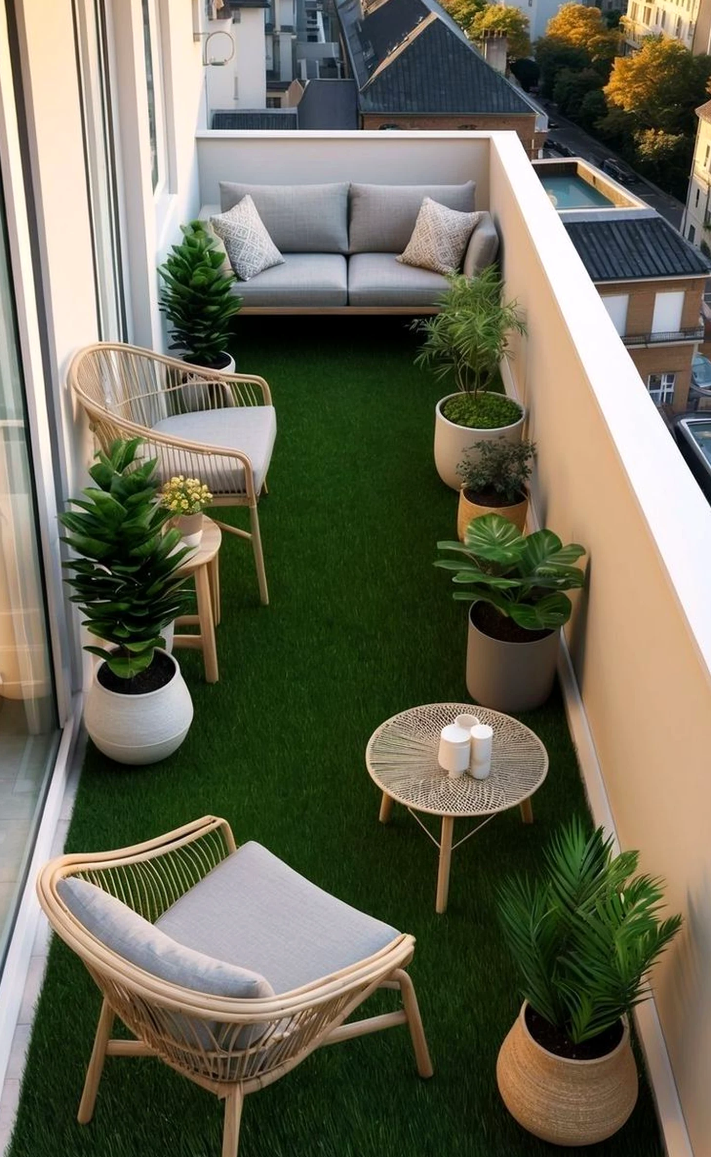 Soft garden seating brings character to the room, creating a mood that feels settled and welcoming.