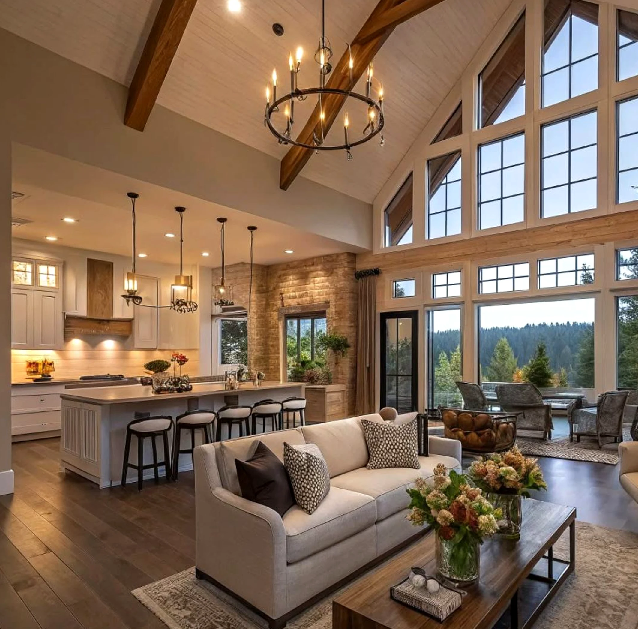 Layered sink area draws attention to movement while the outdoor space stays comfortable in daily use.