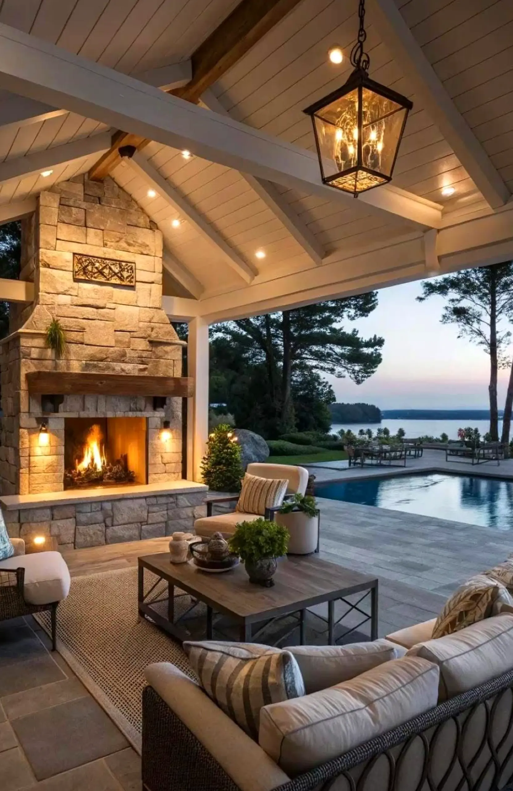 Layered garden seating gives the room more warmth, so the whole view feels comfortable in daily use.