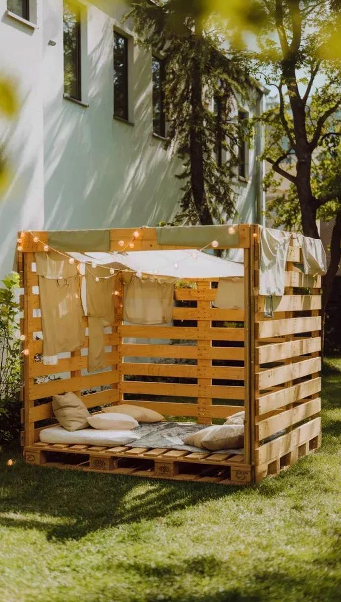 Leafy breakfast table anchors the backdrop with focus, giving the view a mood that feels personal and relaxed.