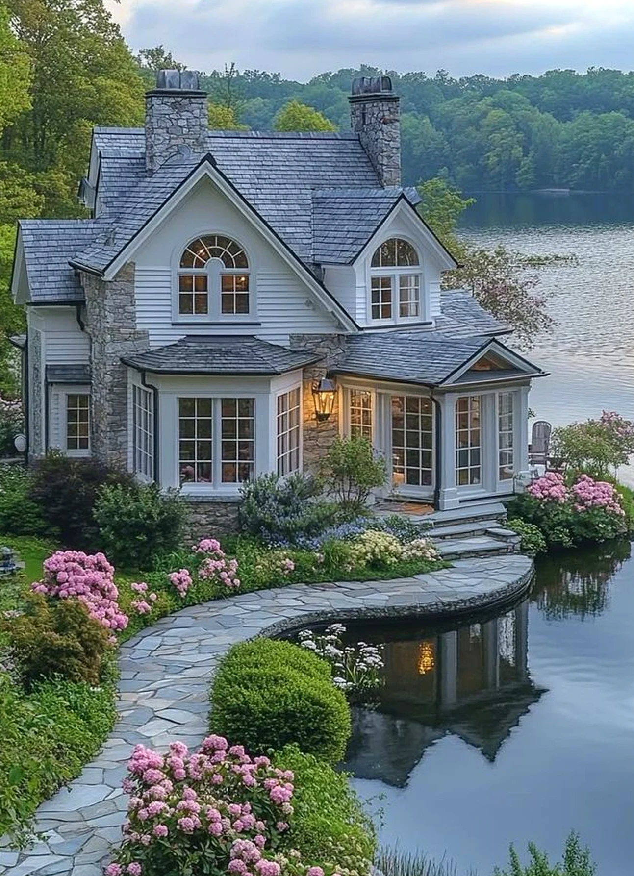 Layered arched doorway draws attention to charm while the corner stays pleasantly composed.