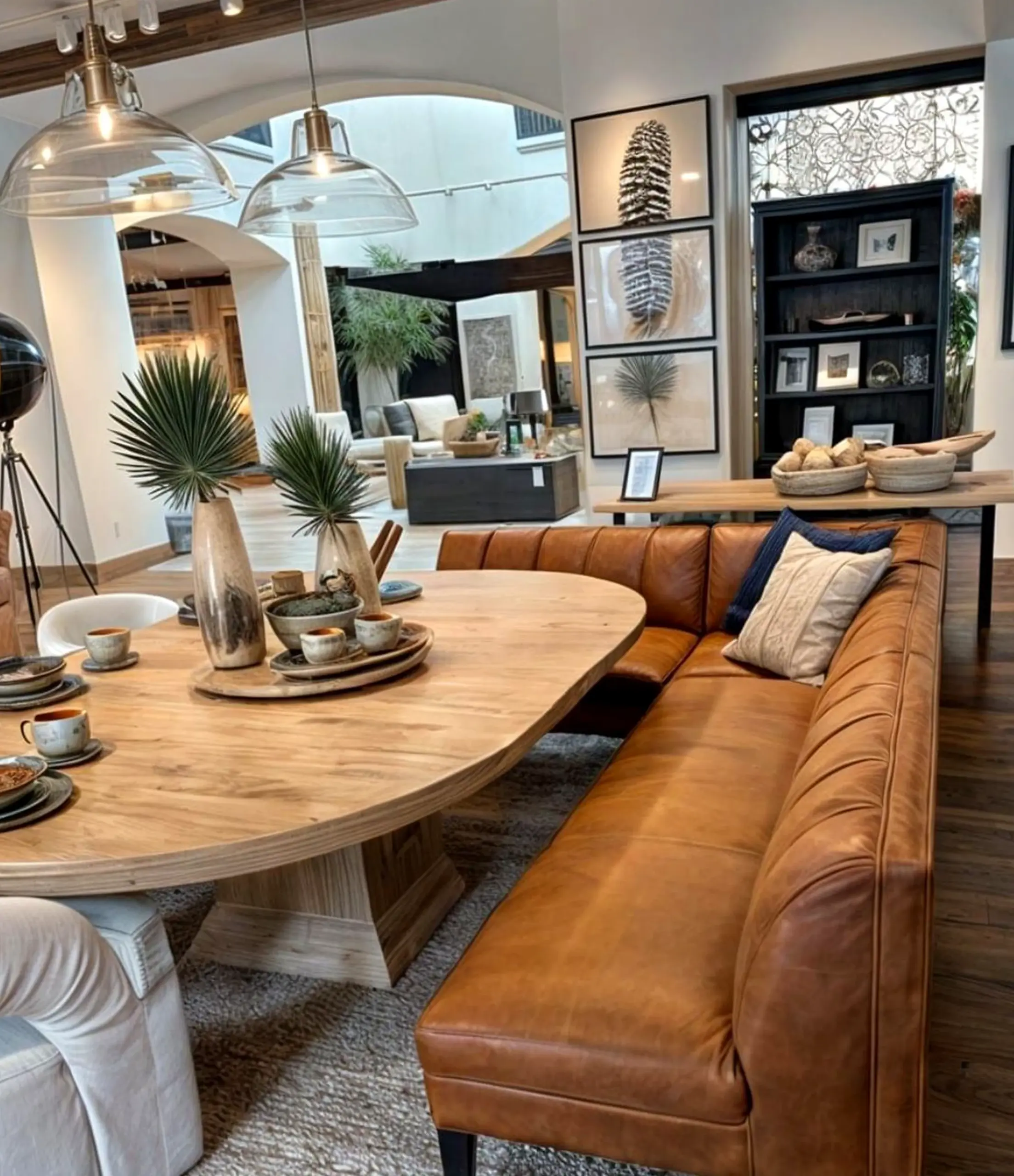 Open soft sofa supports the arrangement through softness, leaving the space feeling pleasantly composed.