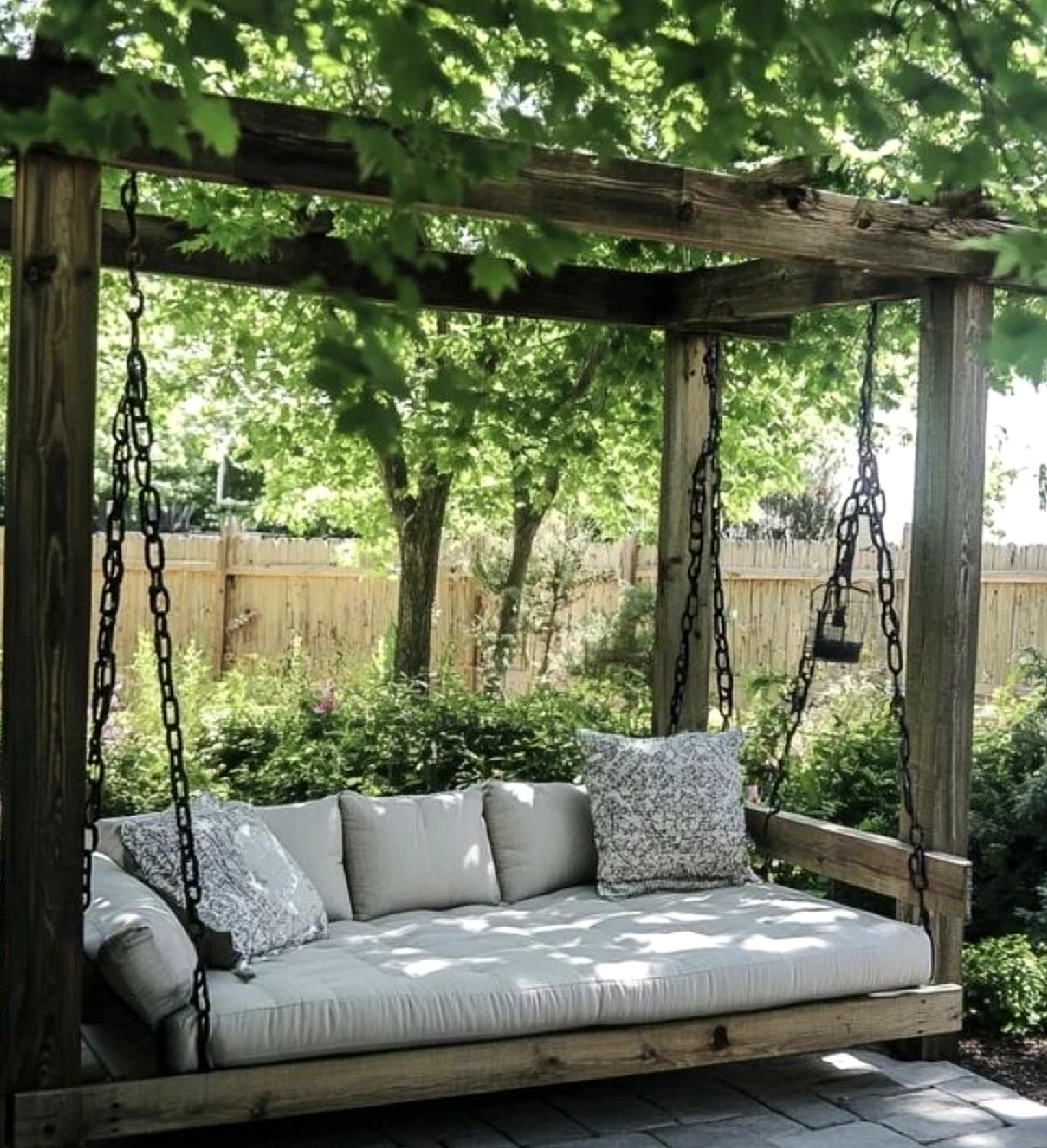 Fresh green entry anchors the outdoor space with order, giving the view a mood that feels quietly finished.