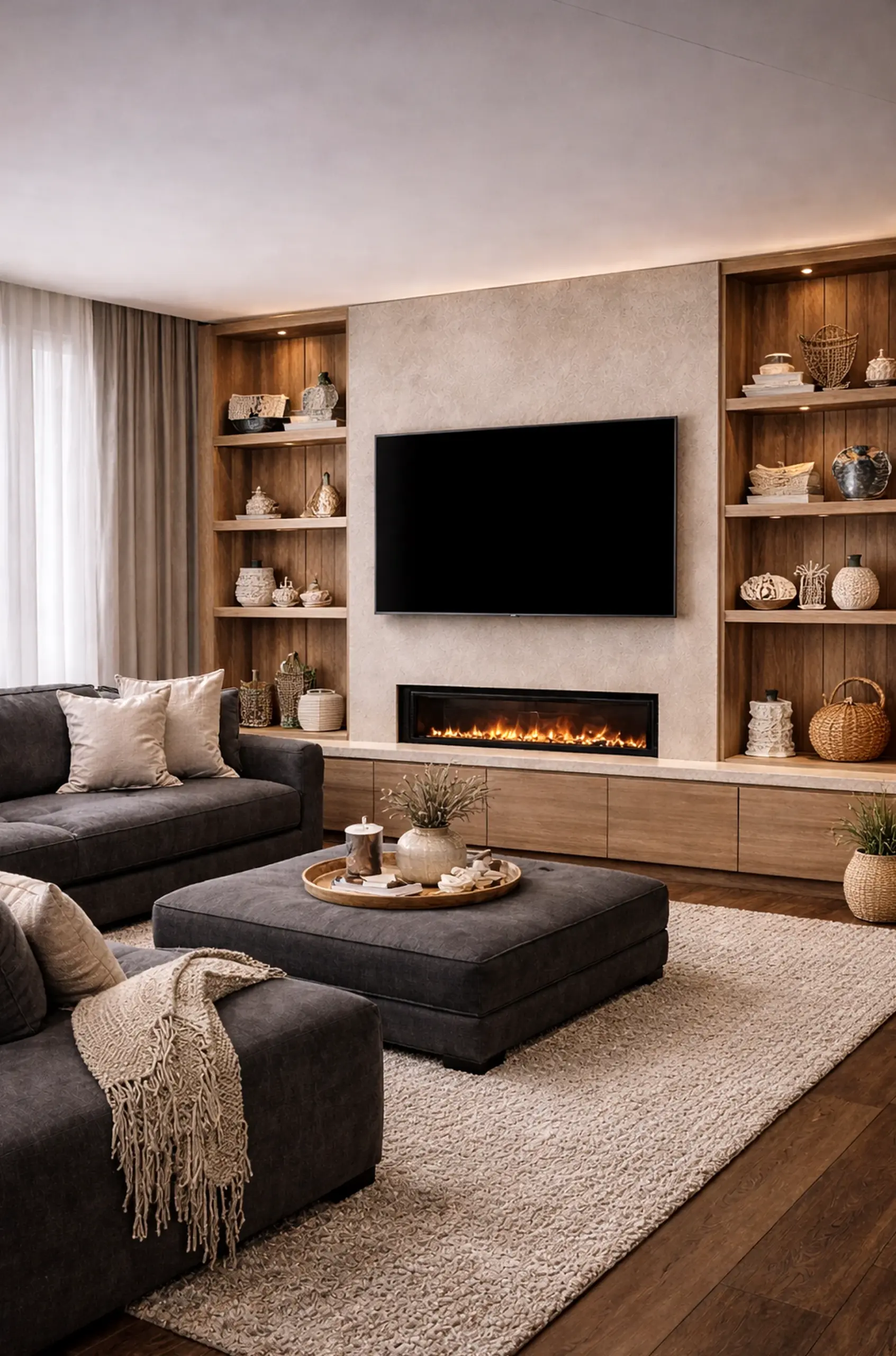 Quiet tile detail introduces warmth into the backdrop, keeping the atmosphere bright but not busy.