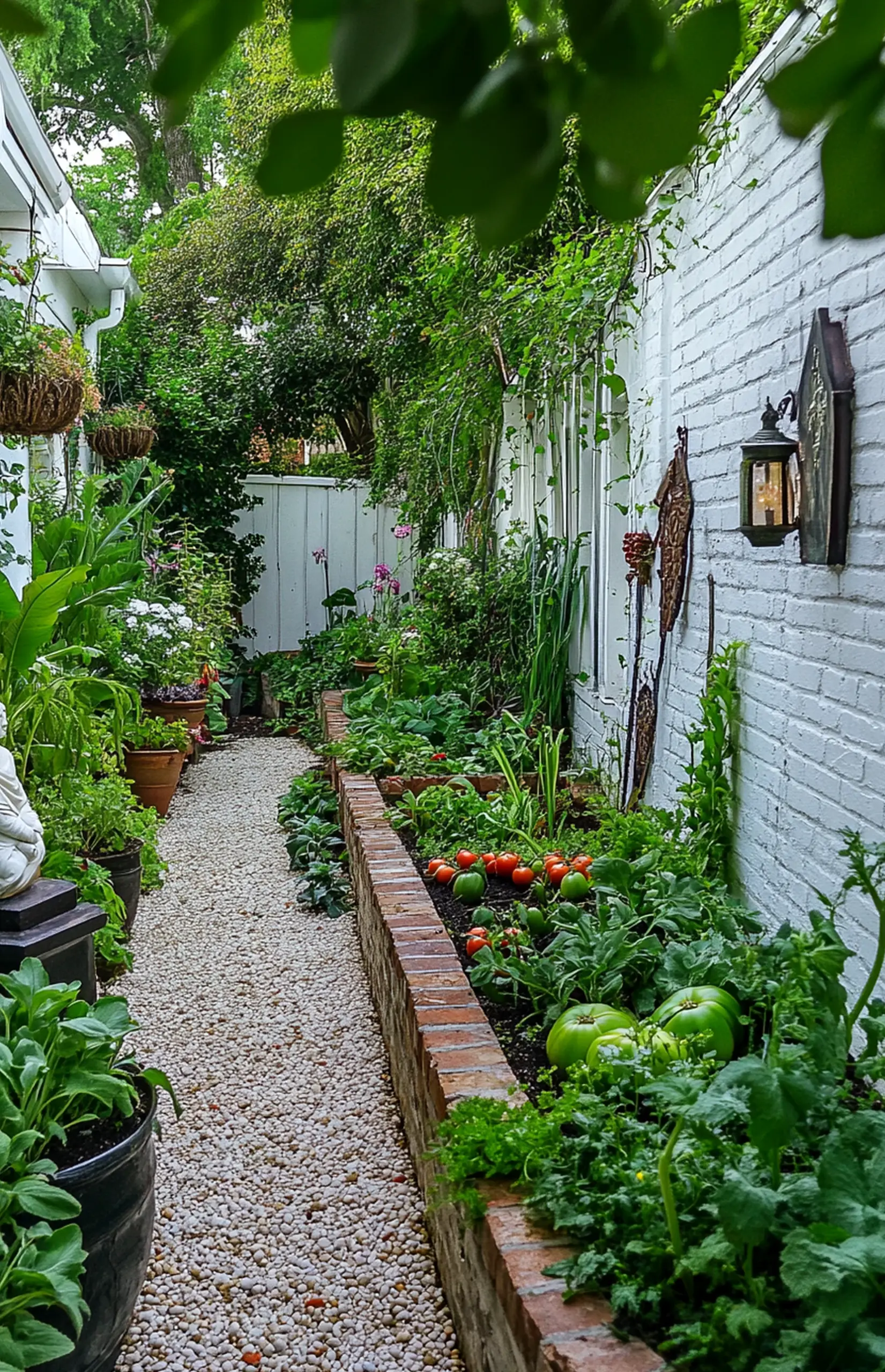 Colorful passage anchors the garden edge with character, giving the view a mood that feels simple yet expressive.