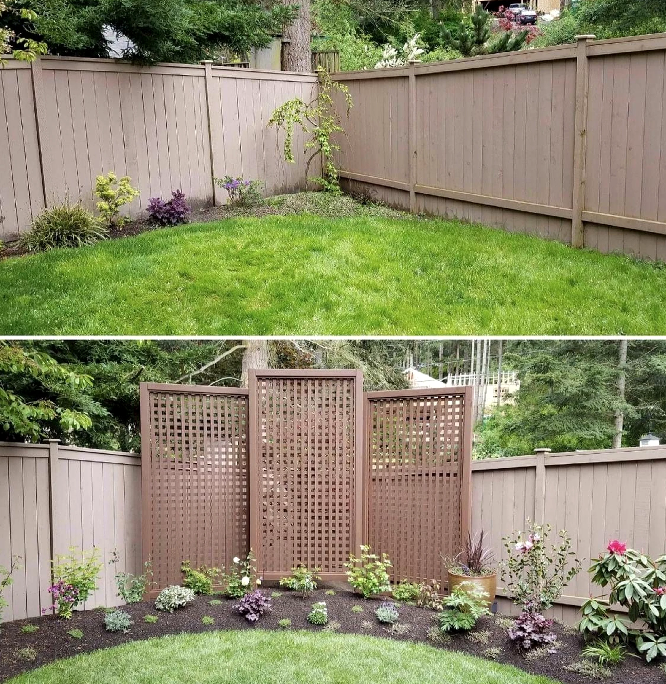 Leafy garden border brings focus to the view, creating a mood that feels settled and welcoming.