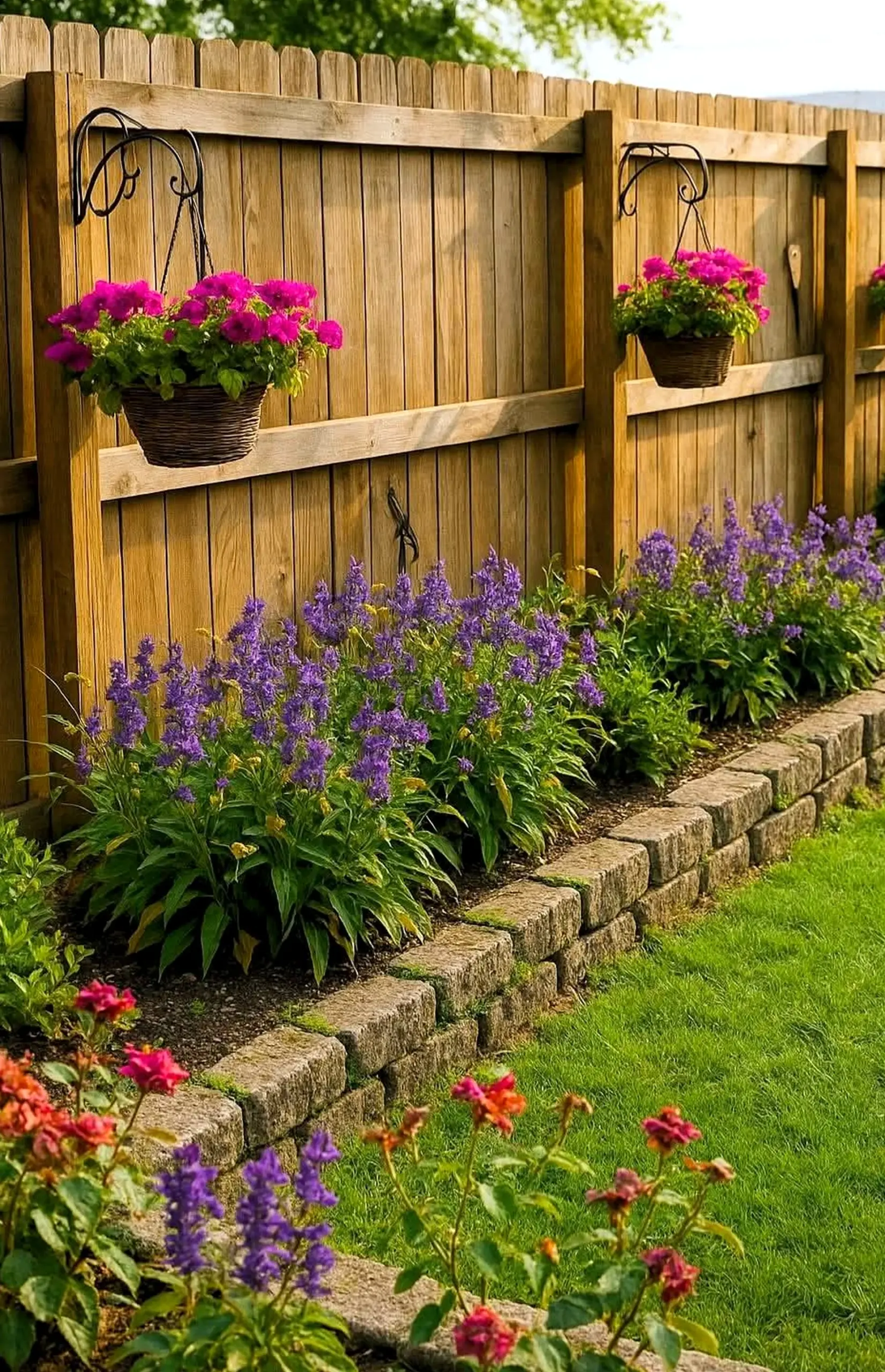 Refined stone terrace introduces charm into the corner, keeping the atmosphere visually grounded.