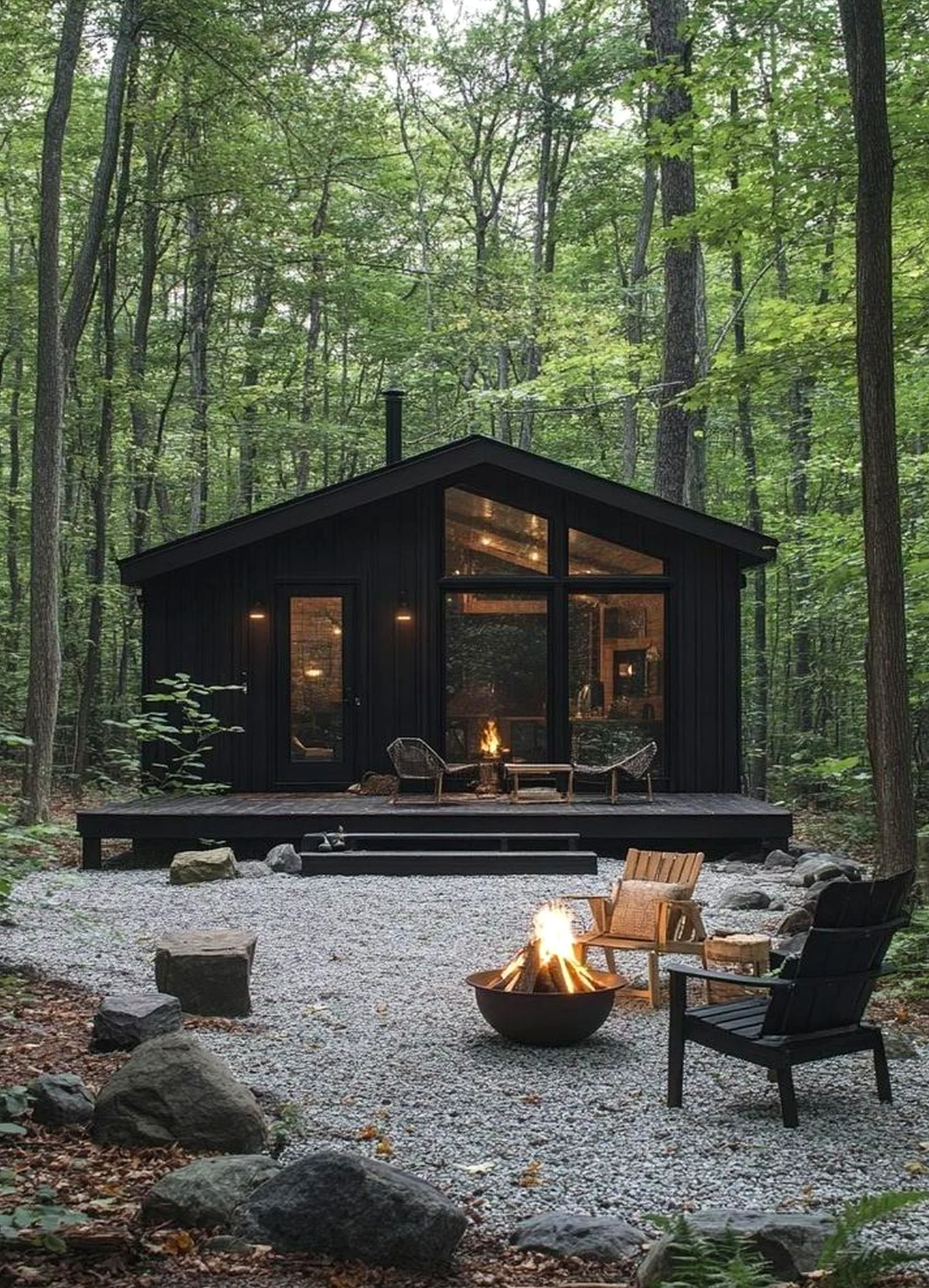 Quiet outdoor lounge draws attention to charm while the wall stays soft at the edges.