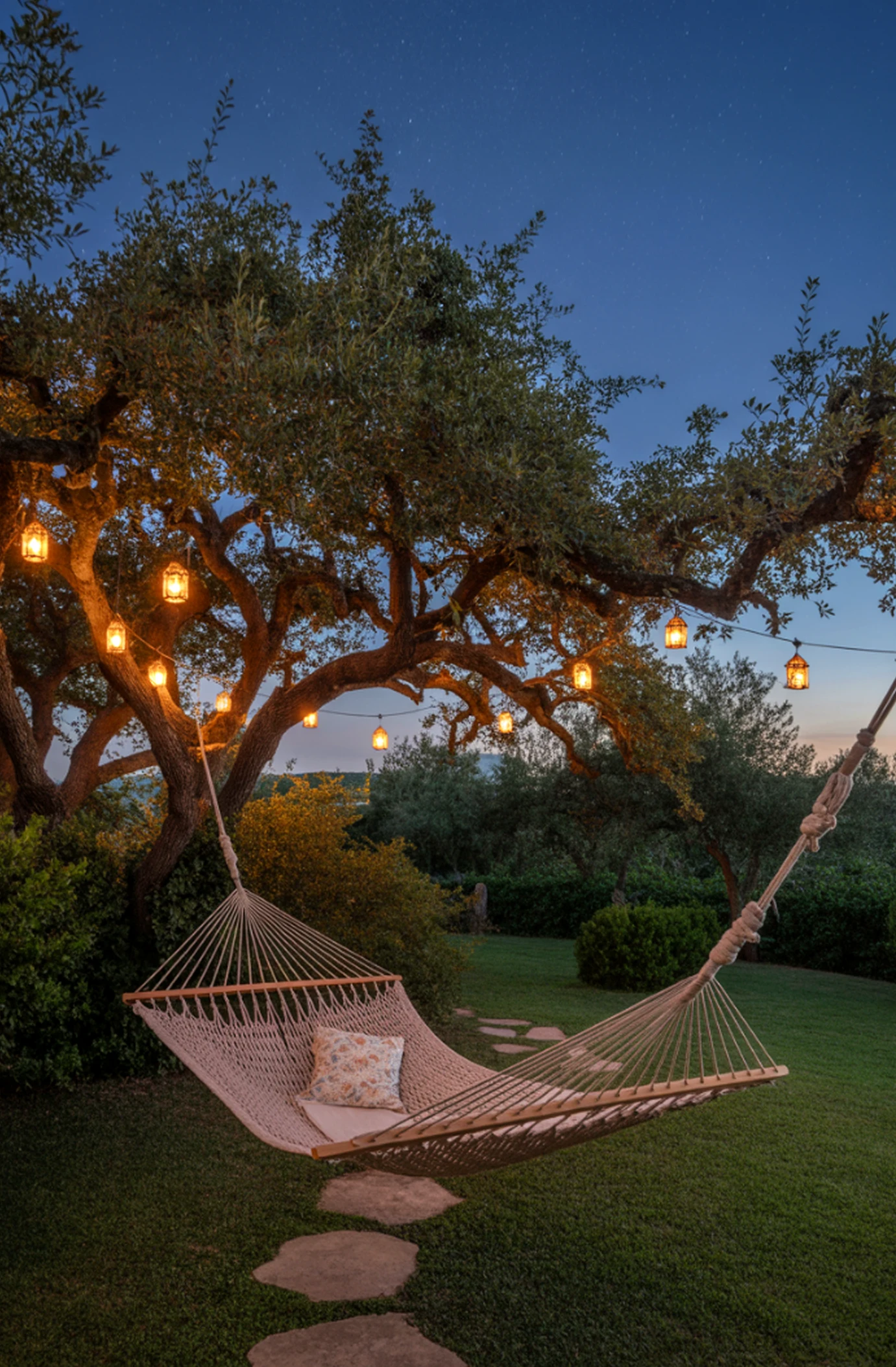 Inviting courtyard view adds ease across the wall, giving the decor a finish that feels open and lived-in.