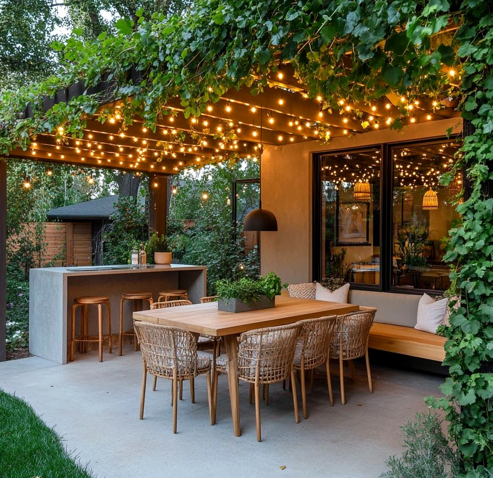 Textured reading corner brings charm to the view, creating a mood that feels visually grounded.