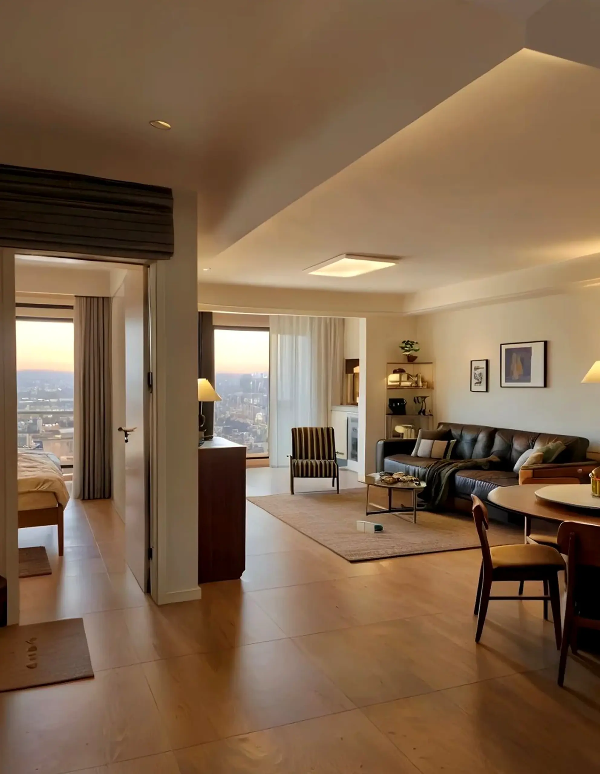 Refined sunlit room introduces clarity into the design, keeping the atmosphere open and lived-in.