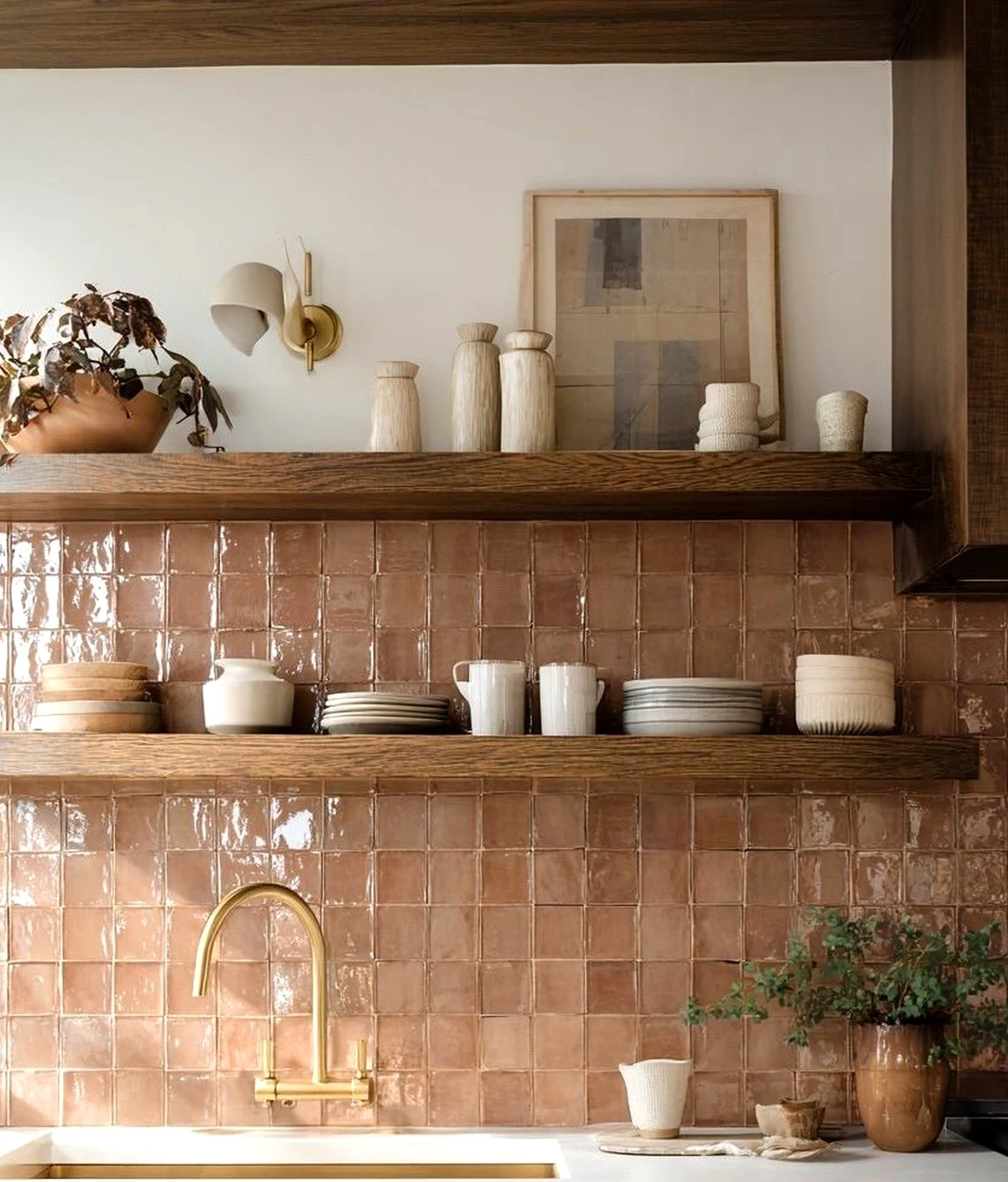 Earthy compact workspace frames the garden edge with shape, making the scene feel ready for quiet use.
