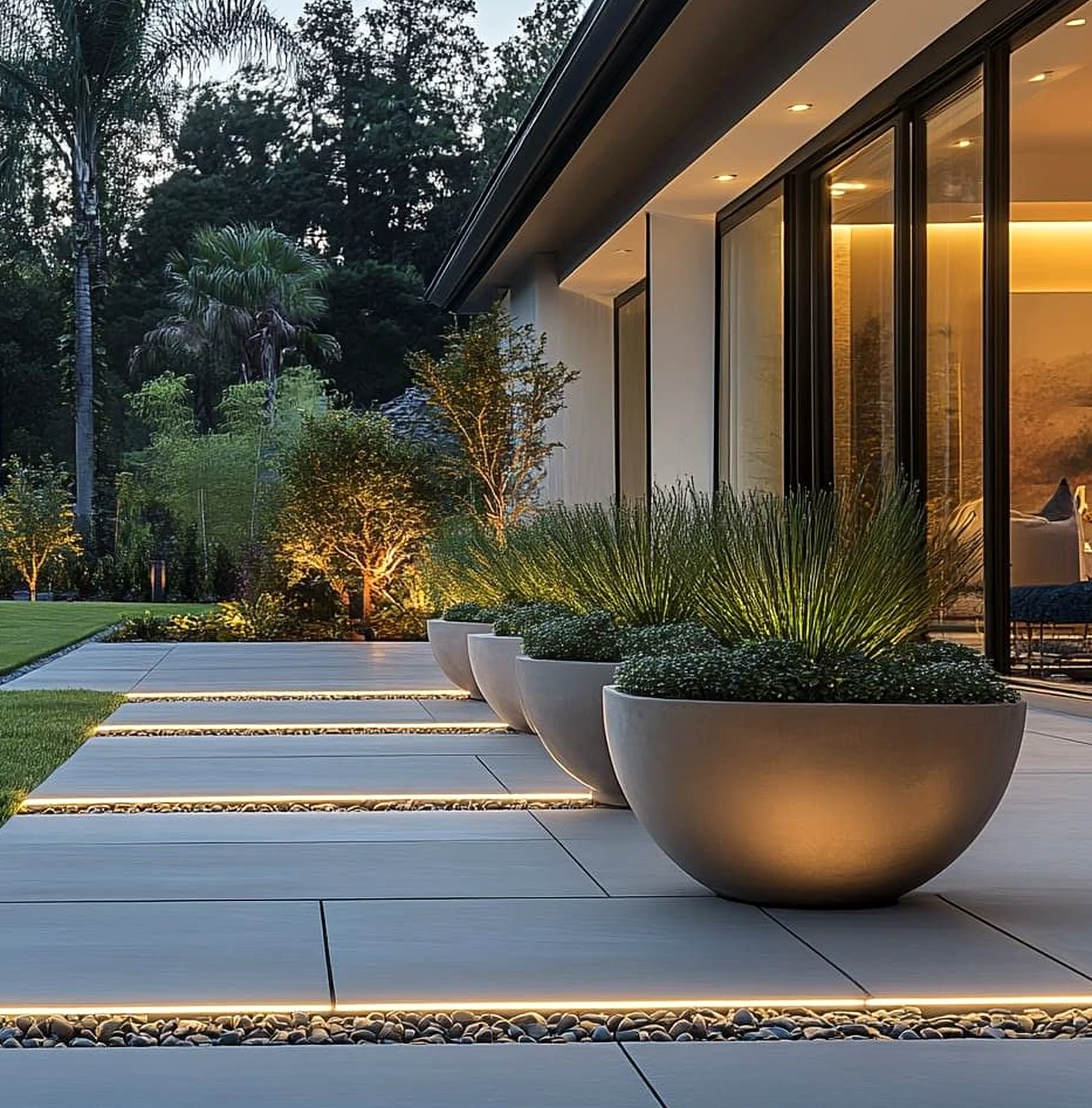 Warm wooden deck brings a useful note of light, making the arrangement feel warm without clutter.