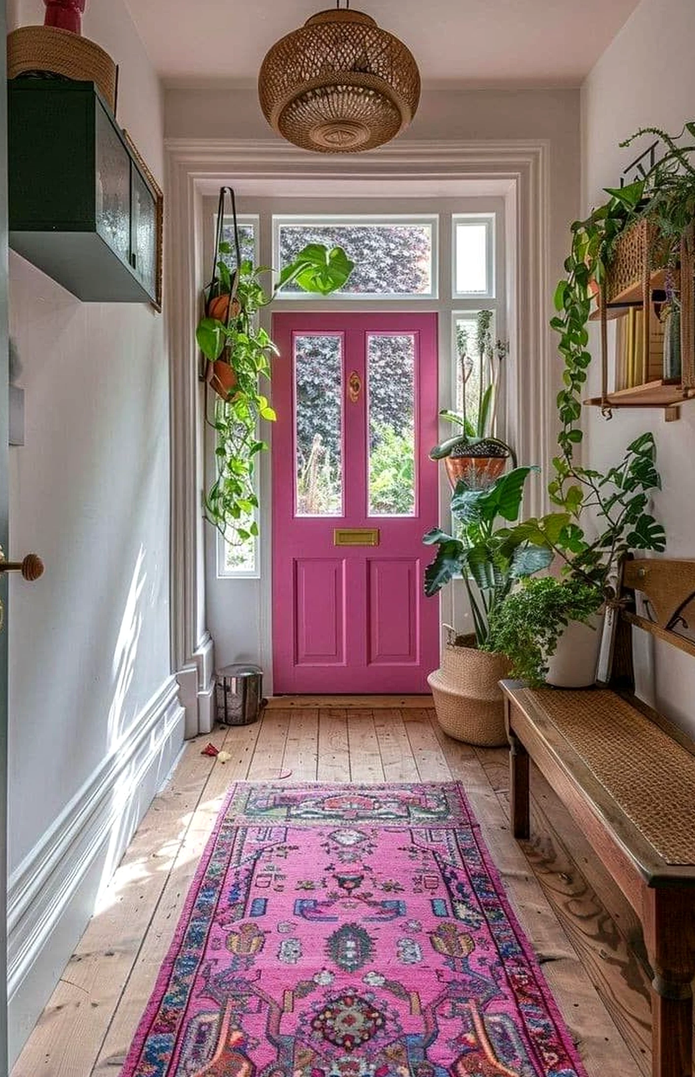 Sunny green entry supports the outdoor space through ease, leaving the space feeling clear and inviting.