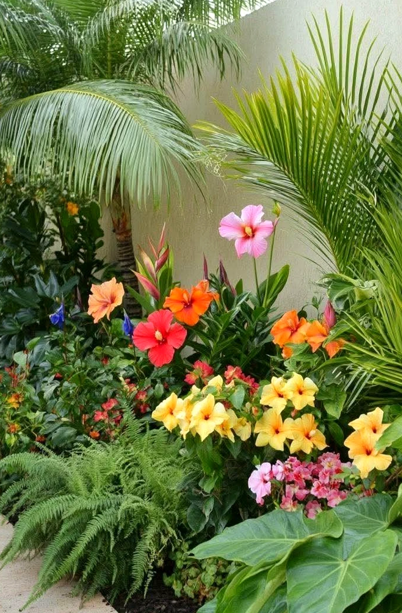 Layered kitchen nook draws attention to balance while the garden edge stays pleasantly composed.