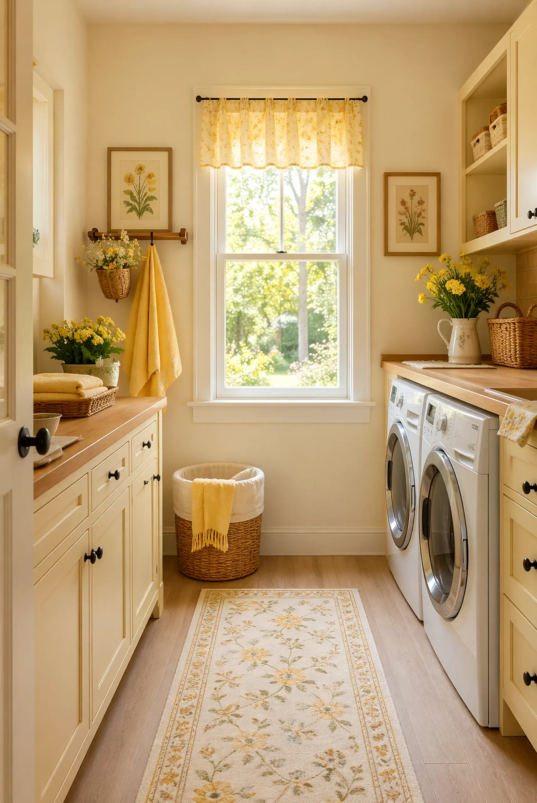 Bright sink area adds a clear layer of depth, helping the room feel warm without clutter.