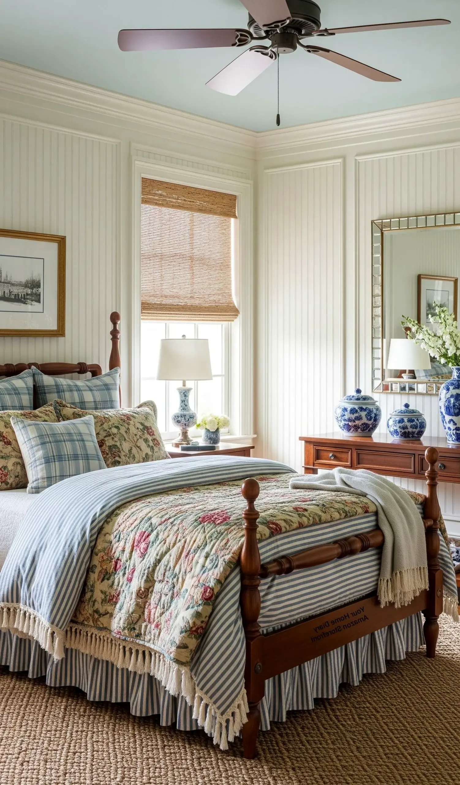 Sculptural flower arrangement adds ease across the entry, giving the decor a finish that feels open and lived-in.