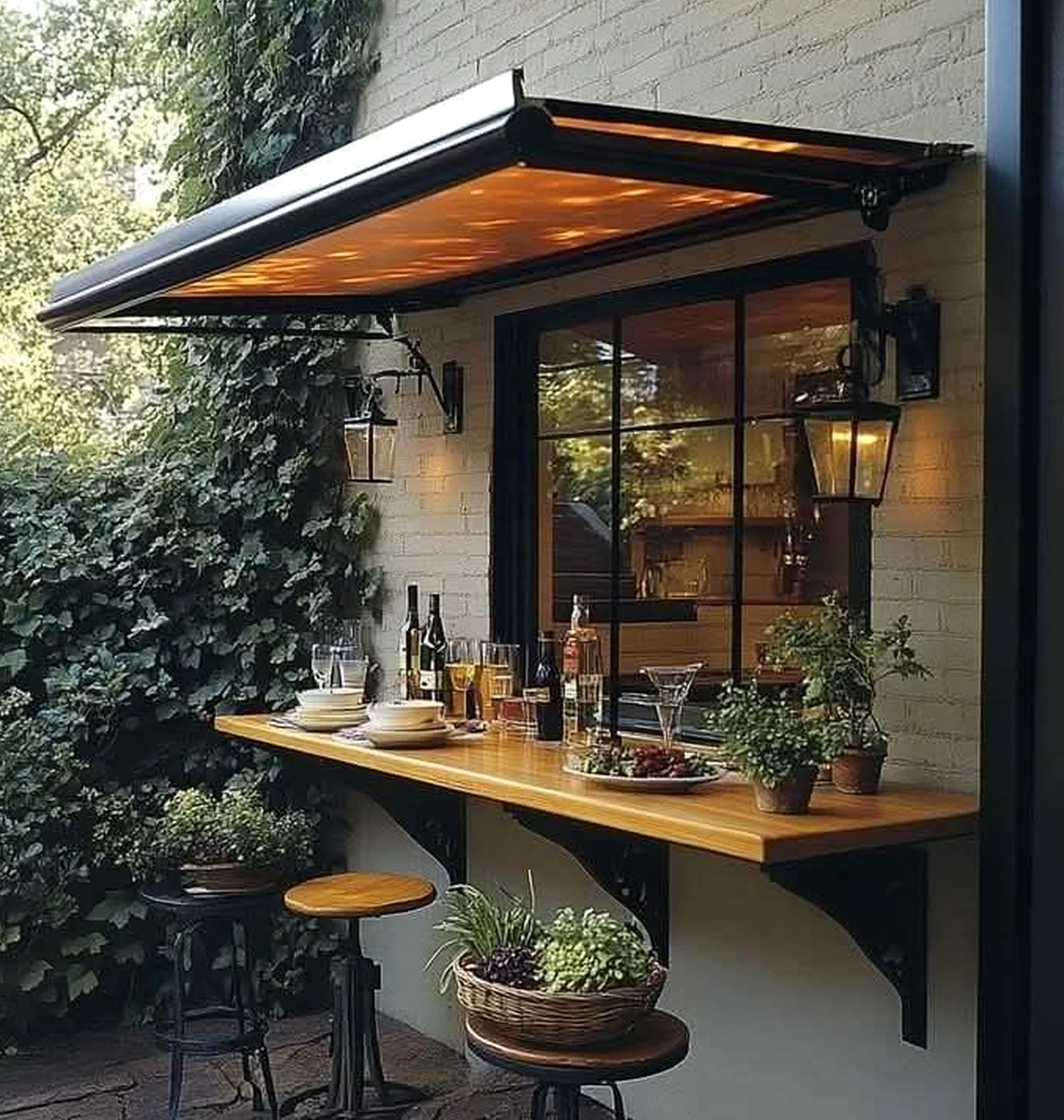 Cozy breakfast table draws attention to rhythm while the outdoor space stays fresh and intentional.