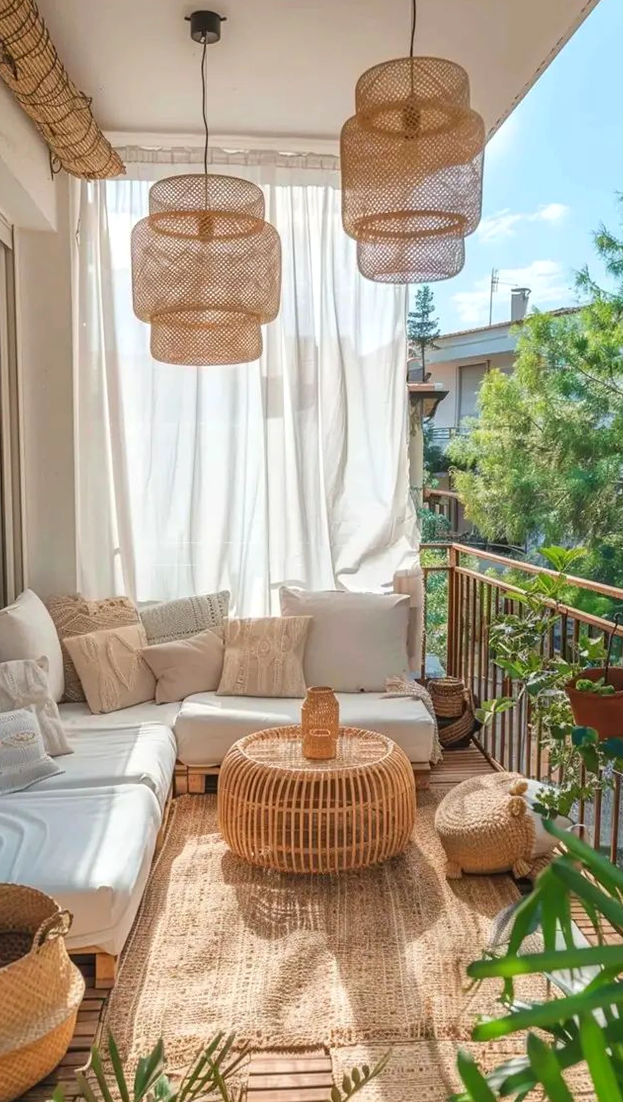 Simple balcony scene brings a useful note of detail, making the garden edge feel clear and inviting.